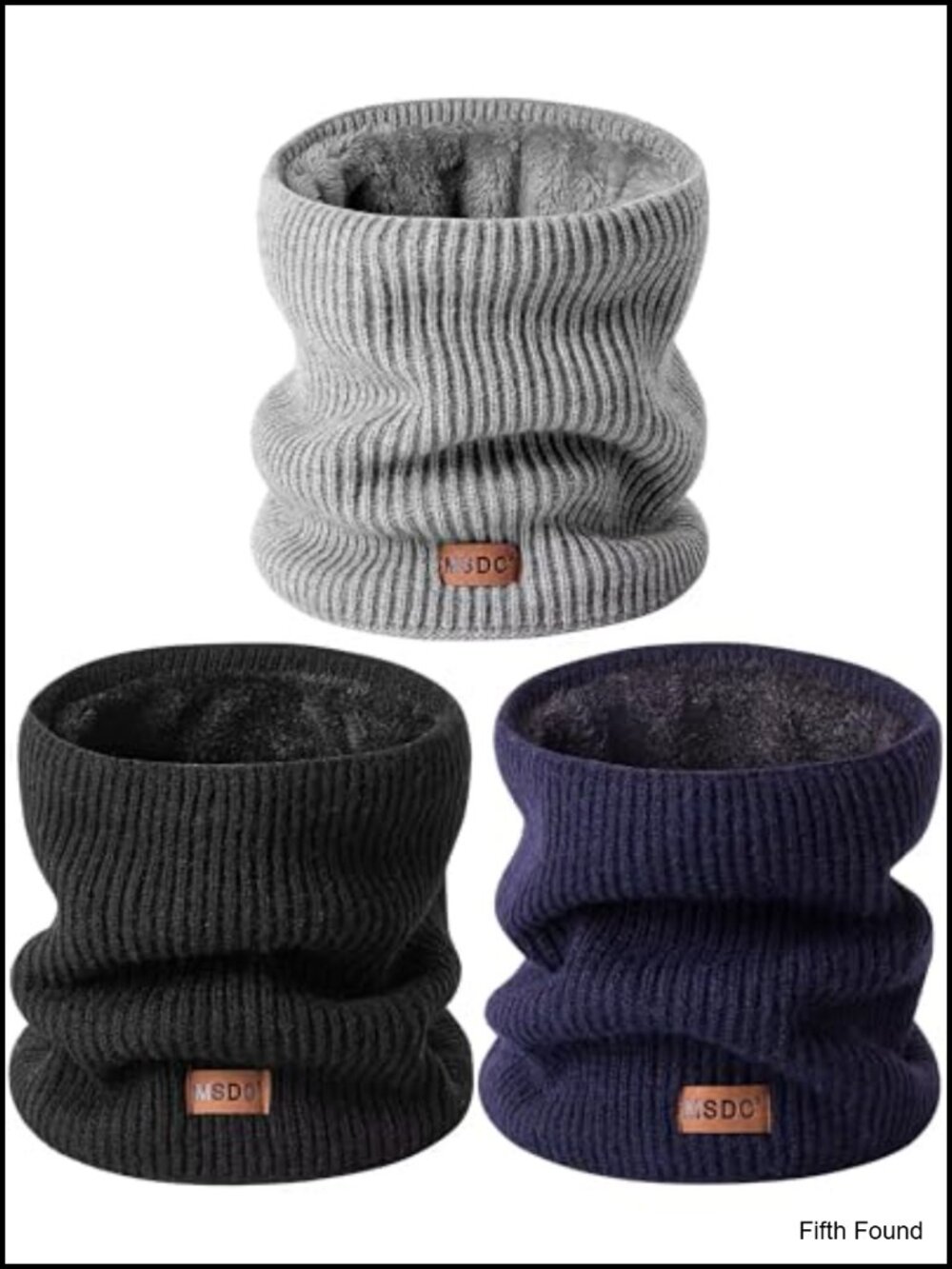 Thermal Fleece Lined Neck Gaiter 3 Pack Winter Neck Warmer Acrylic